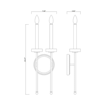 Gaultier Wall Light - line drawing.