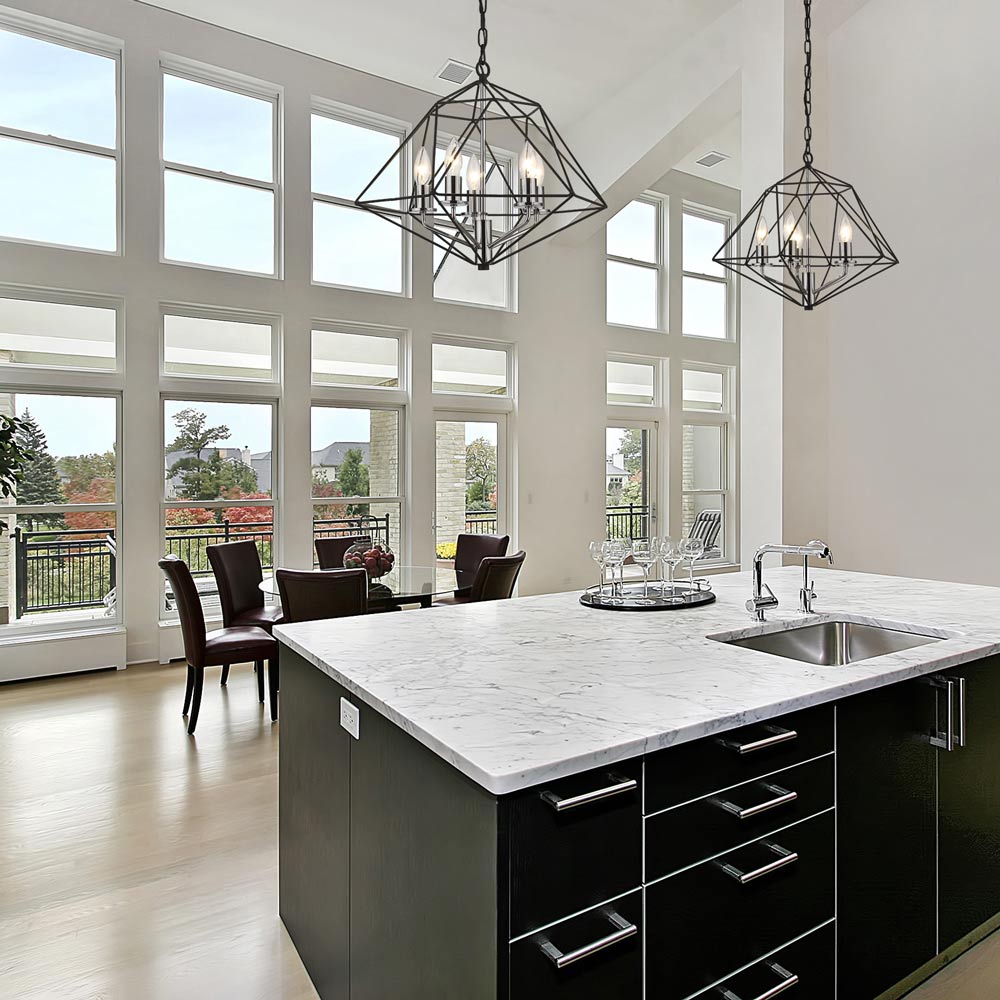 Geo Chandelier in kitchen.