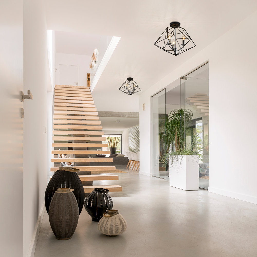 Geo Semi Flush Mount Ceiling Light in hallway.