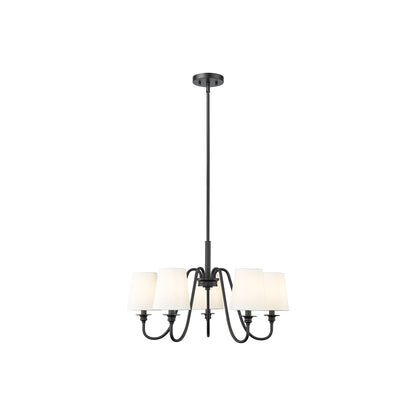 Gianna Chandelier in Matte Black (26-Inch/5-Light).
