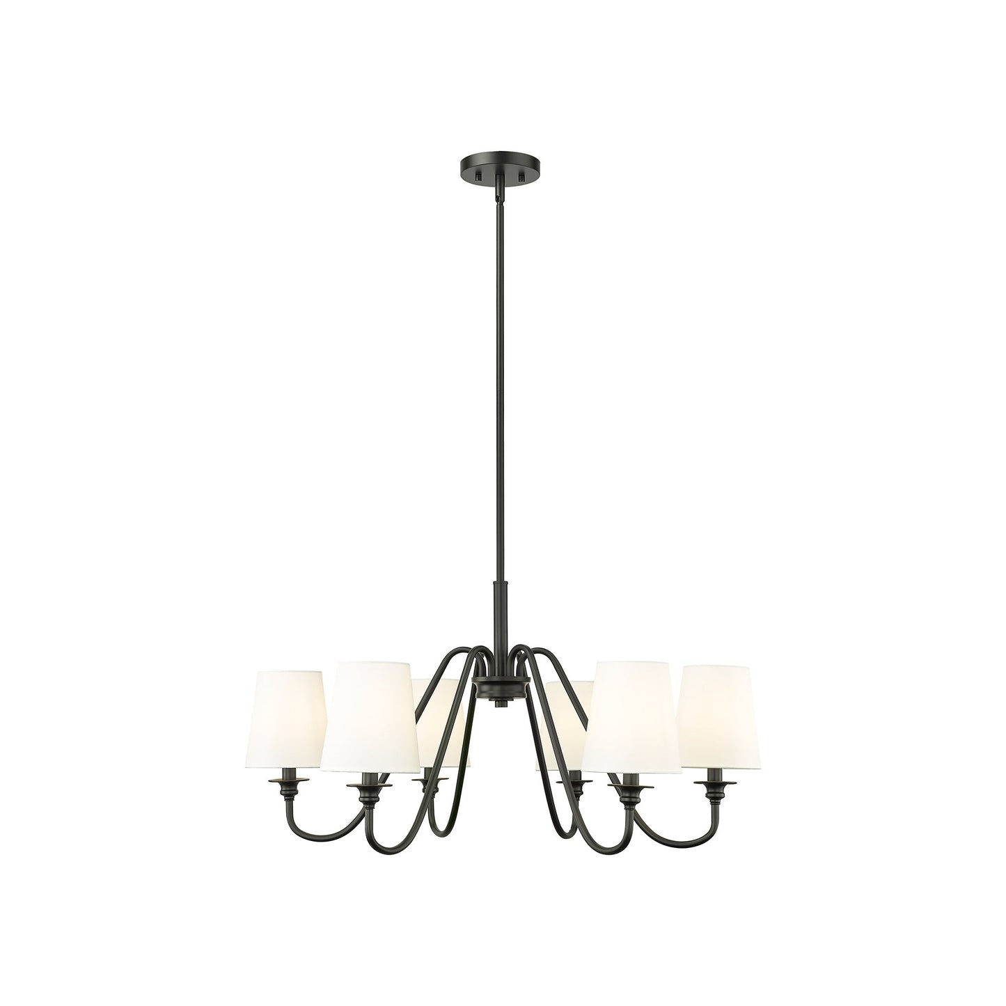 Gianna Chandelier in Matte Black (32-Inch/6-Light).