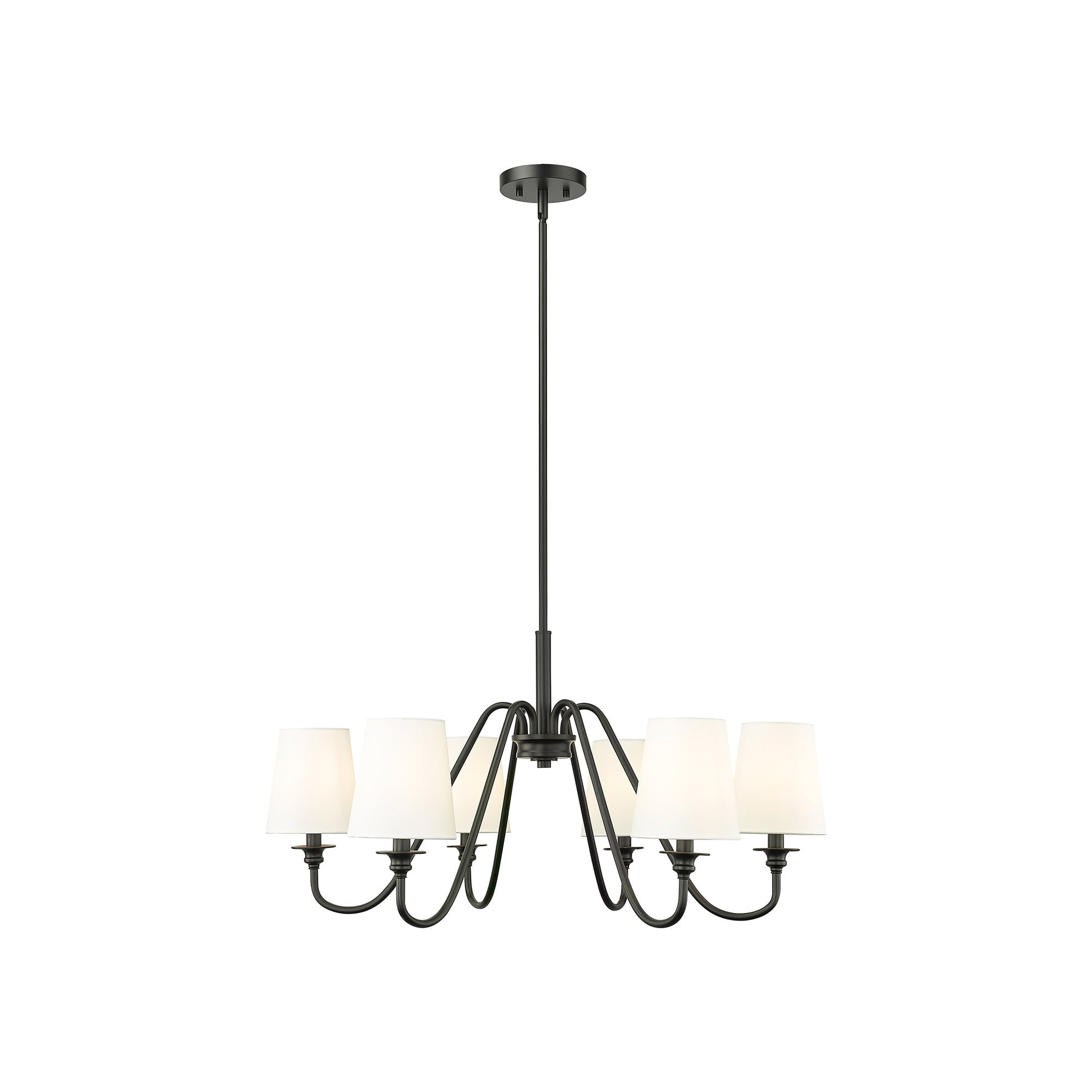 Gianna Chandelier in Matte Black (32-Inch/6-Light).