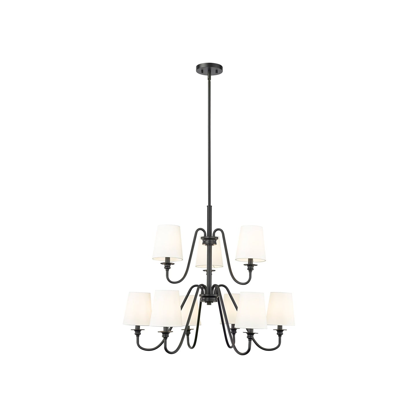 Gianna Chandelier in Matte Black (32-Inch/9-Light).