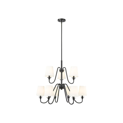 Gianna Chandelier in Matte Black (32-Inch/9-Light).