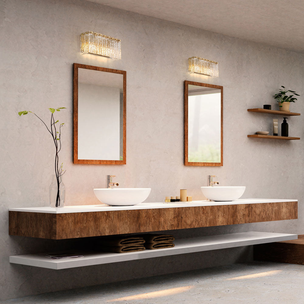Glacier Bath Vanity Light in bathroom.
