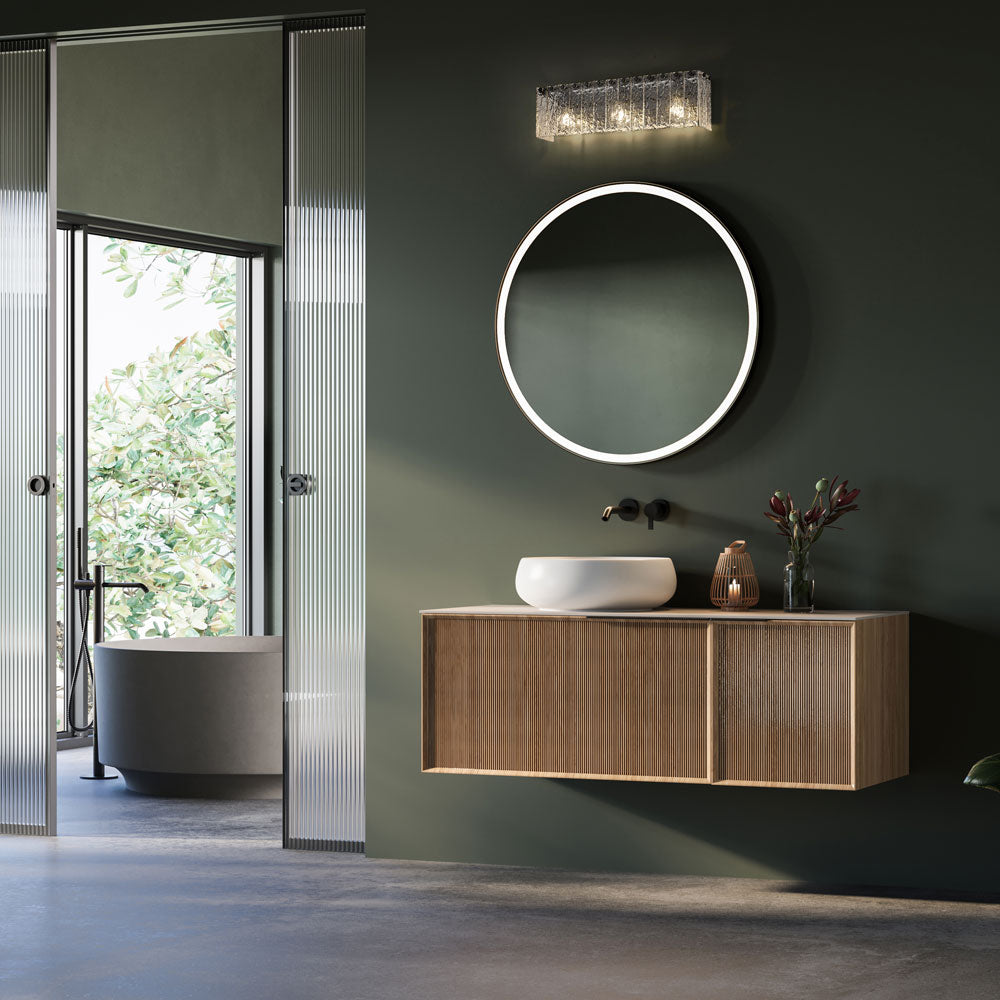 Glacier Bath Vanity Light in bathroom.