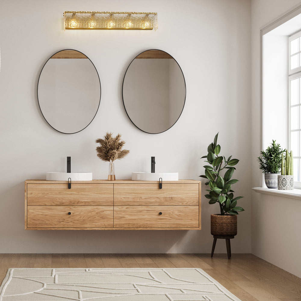 Glacier Bath Vanity Light in bathroom.