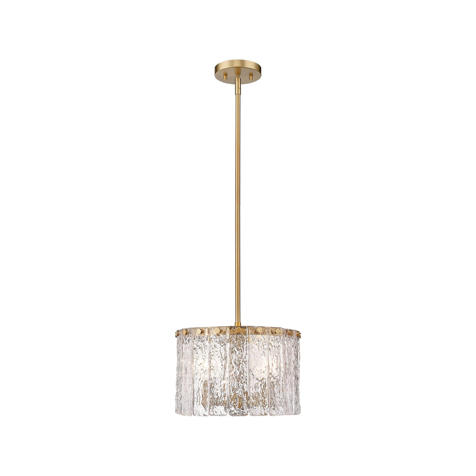 Glacier Round Pendant Light in Modern Gold (12.4-Inch).