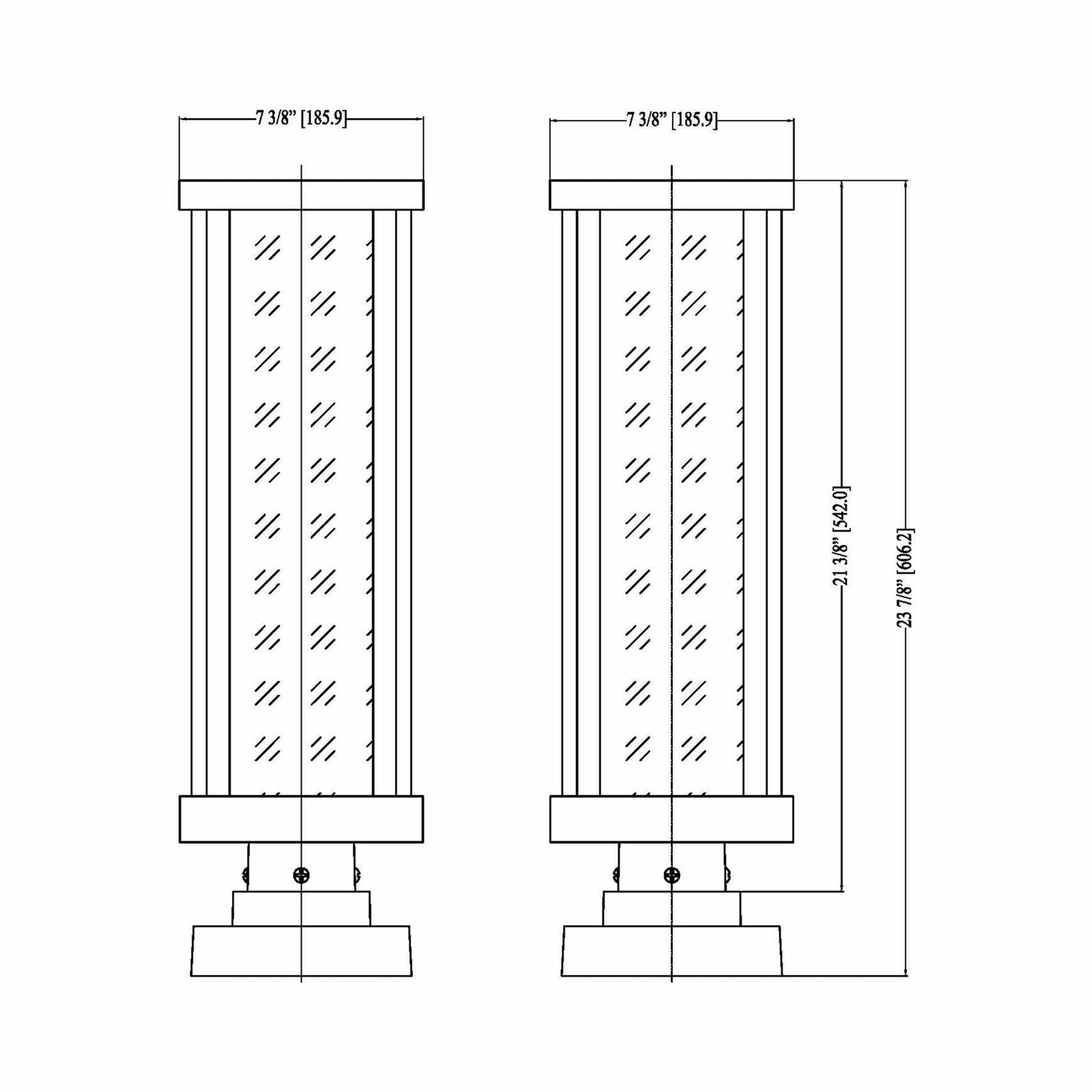 Glenwood 586S Outdoor Pier Mount Light - line drawing.