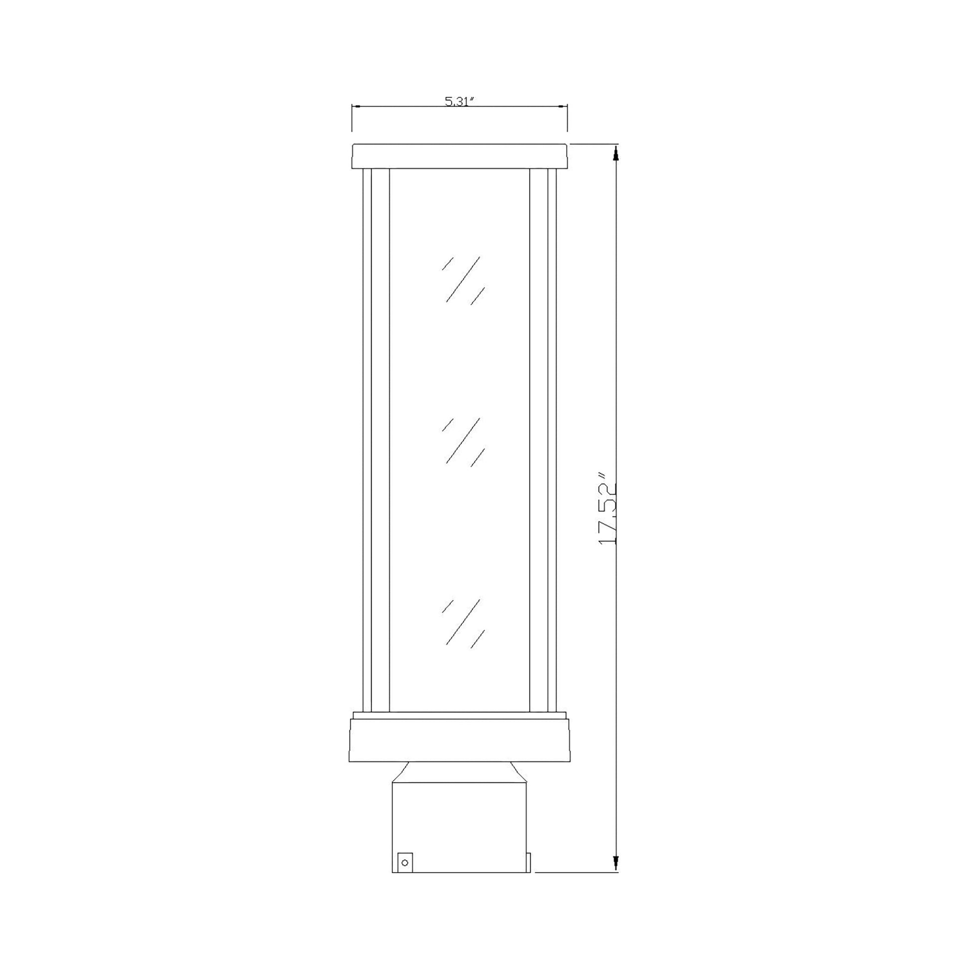 Glenwood Outdoor Post Light - line drawing.