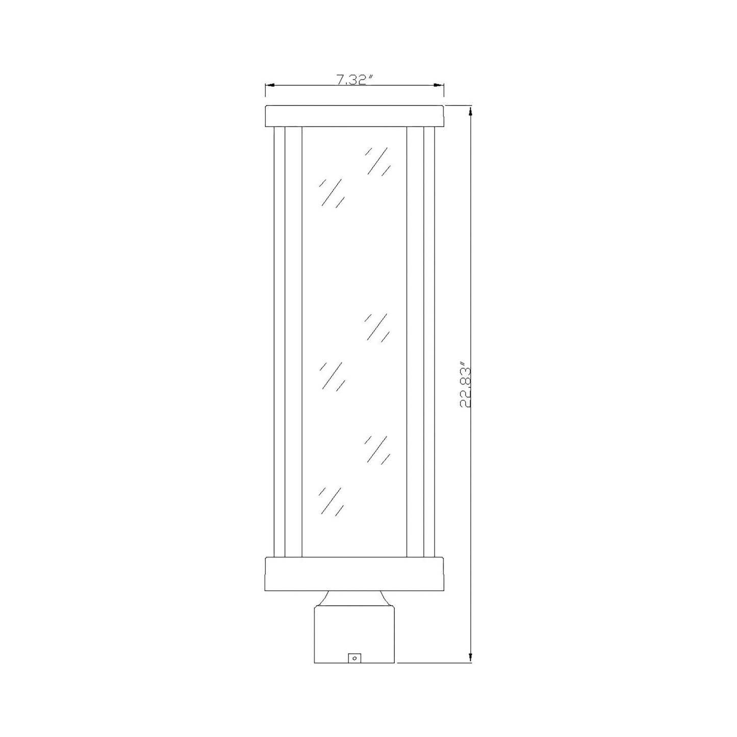 Glenwood Outdoor Post Light - line drawing.