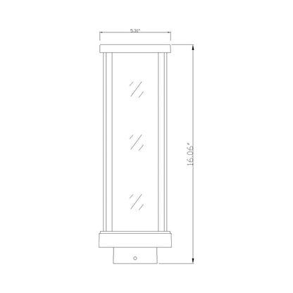Glenwood Outdoor Square Post Light - line drawing.