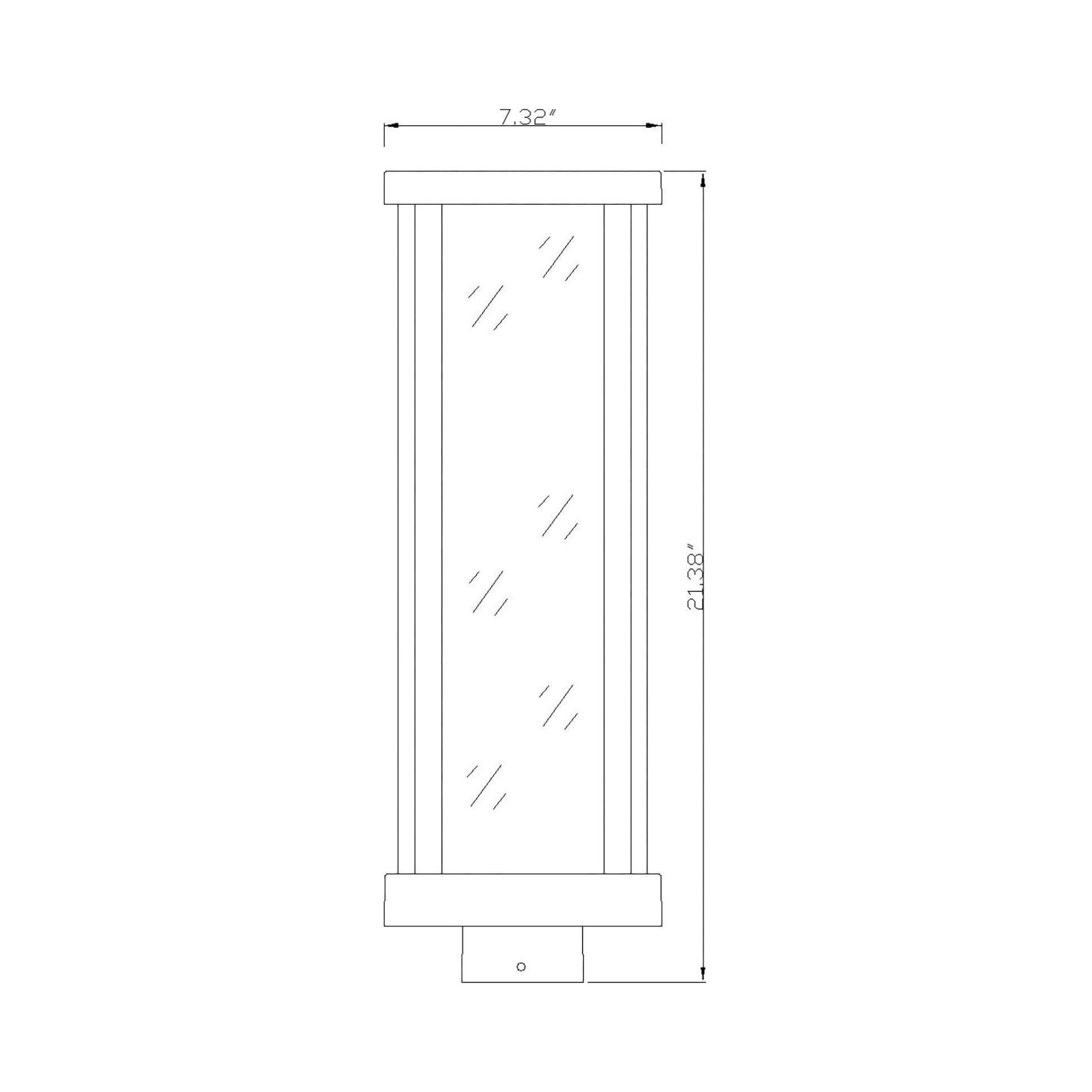 Glenwood Outdoor Square Post Light - line drawing.