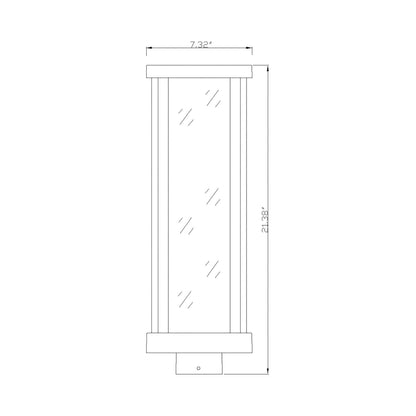 Glenwood Outdoor Square Post Light - line drawing.