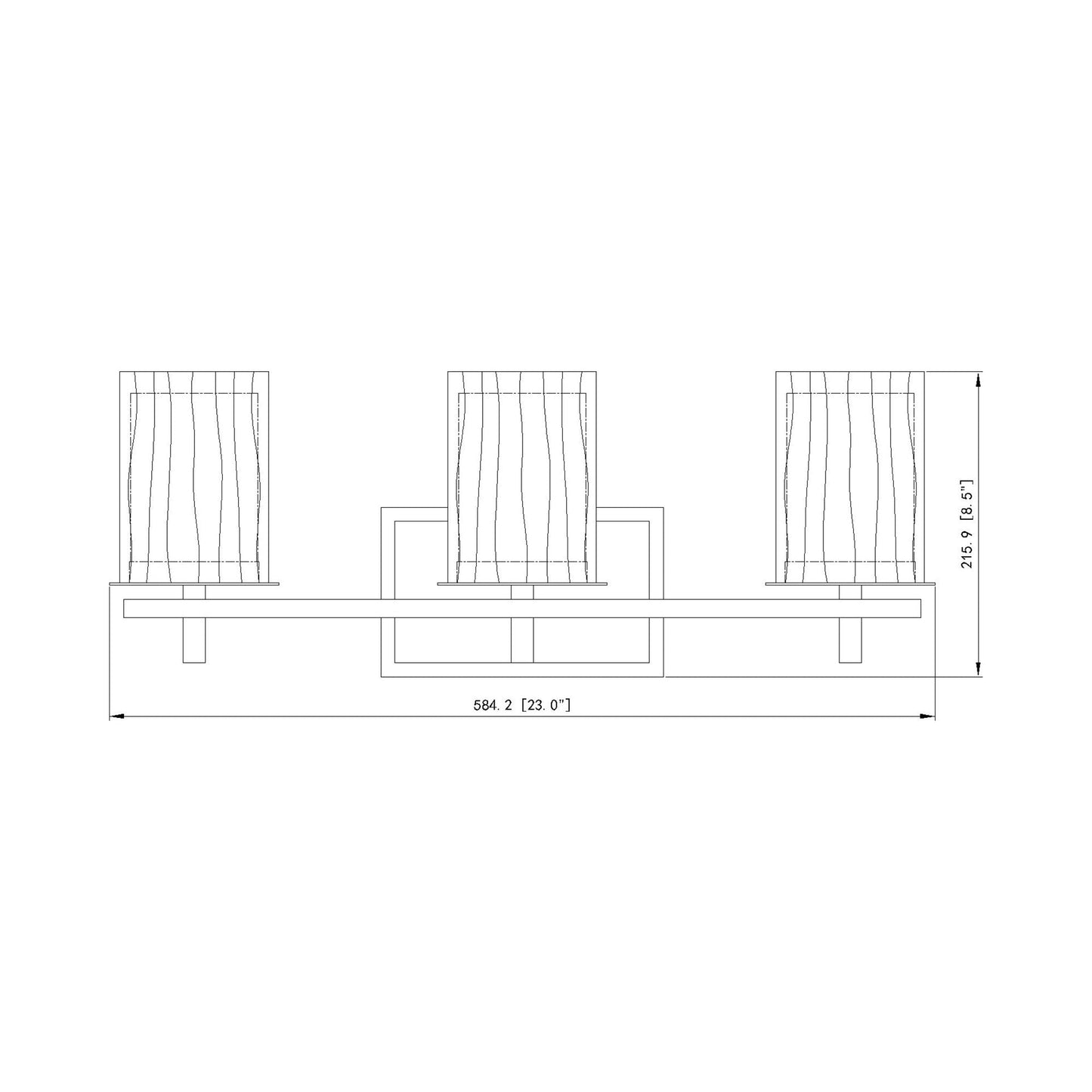 Grayson Bath Vanity Light - line drawing.