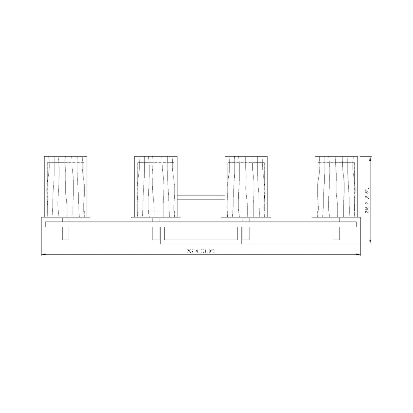 Grayson Bath Vanity Light - line drawing.