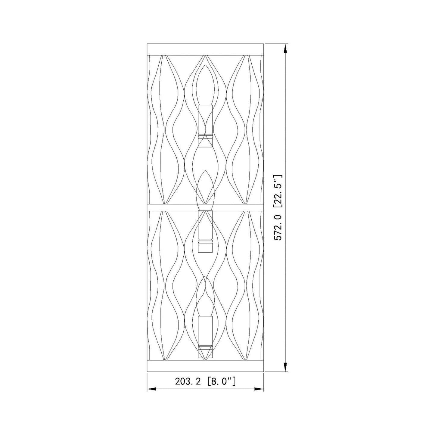 Harden Wall Light - line drawing.