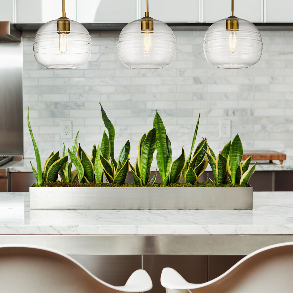 Harmony Linear Chandelier in kitchen.