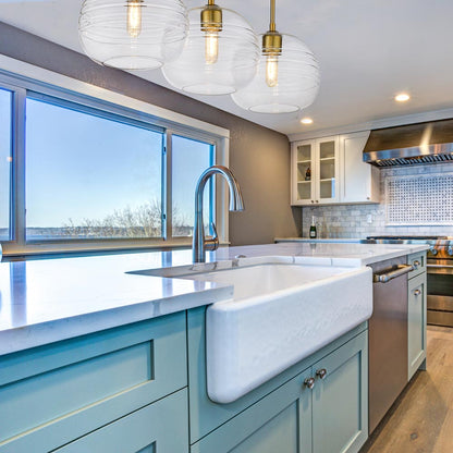 Harmony Linear Chandelier in kitchen.