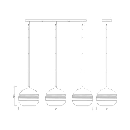 Harmony Linear Chandelier - line drawing.