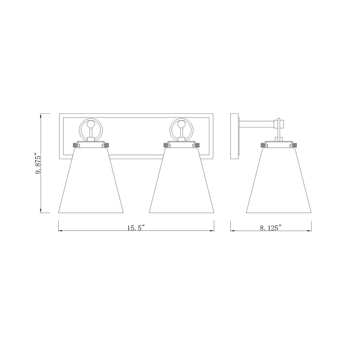 Harper Bath Vanity Light - line drawing.