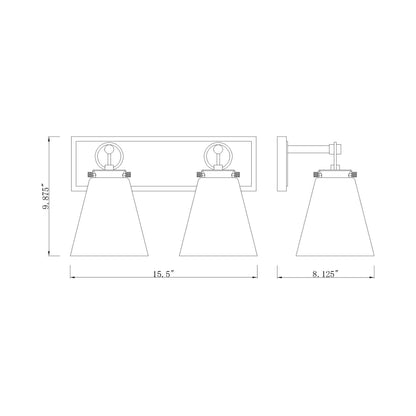 Harper Bath Vanity Light - line drawing.