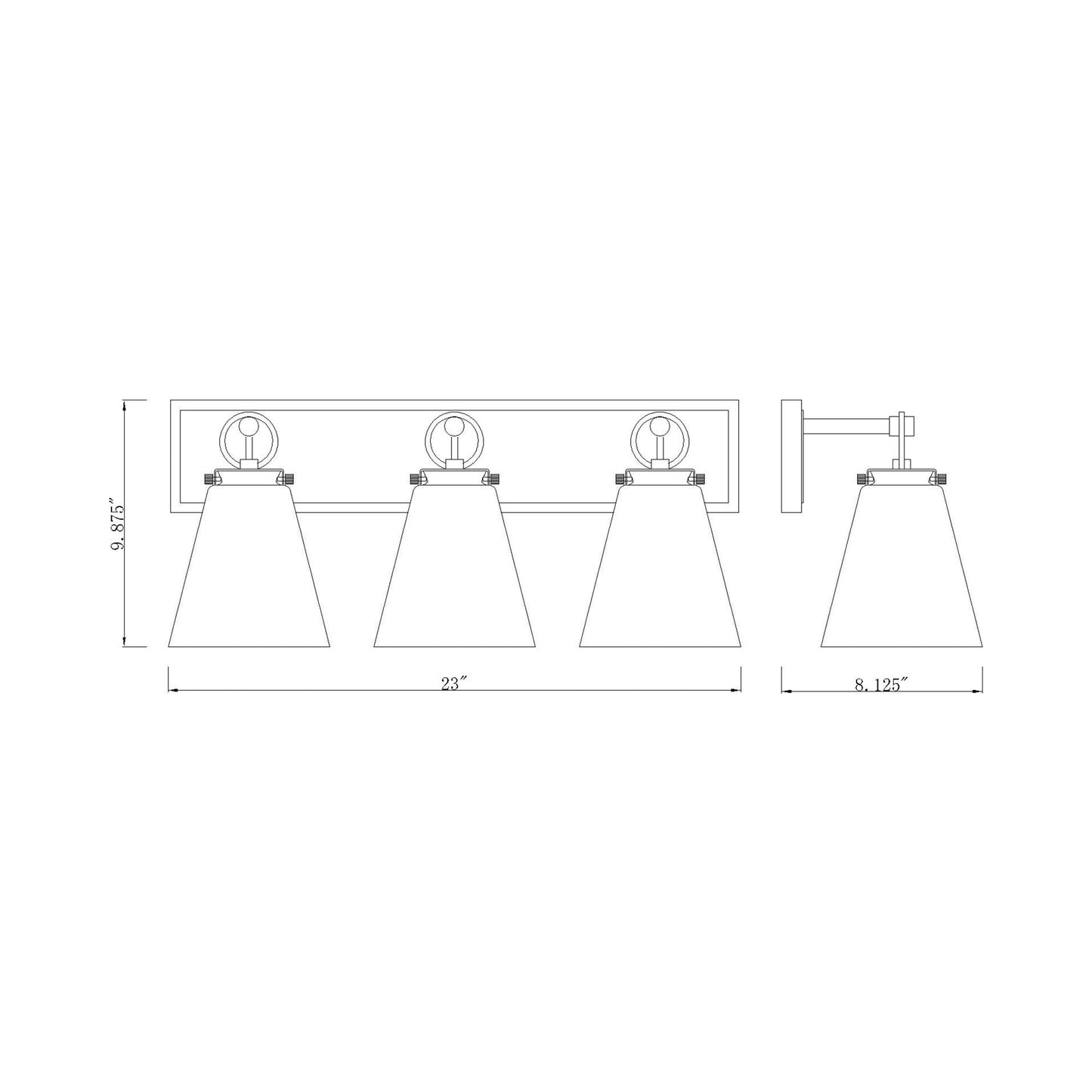 Harper Bath Vanity Light - line drawing.