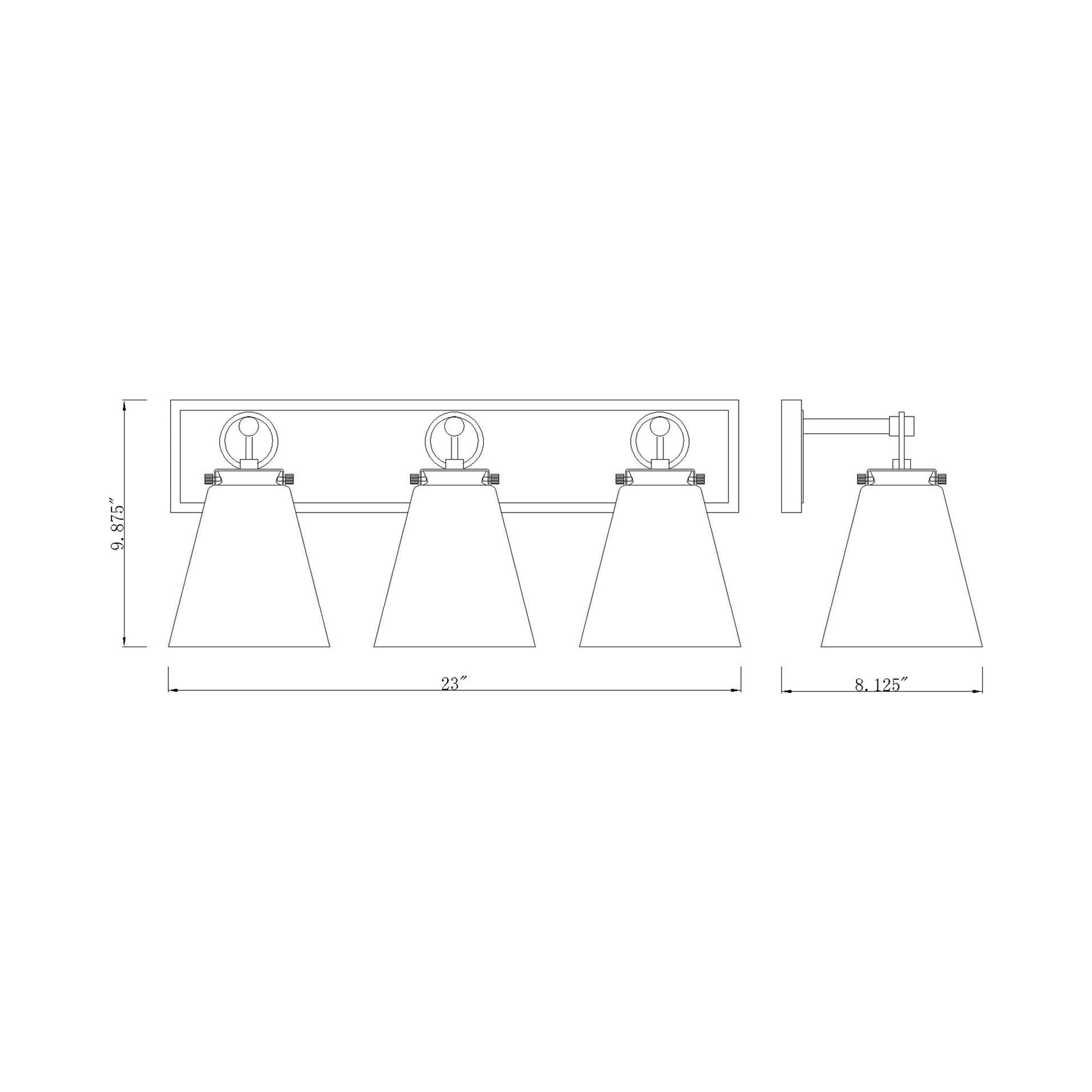 Harper Bath Vanity Light - line drawing.