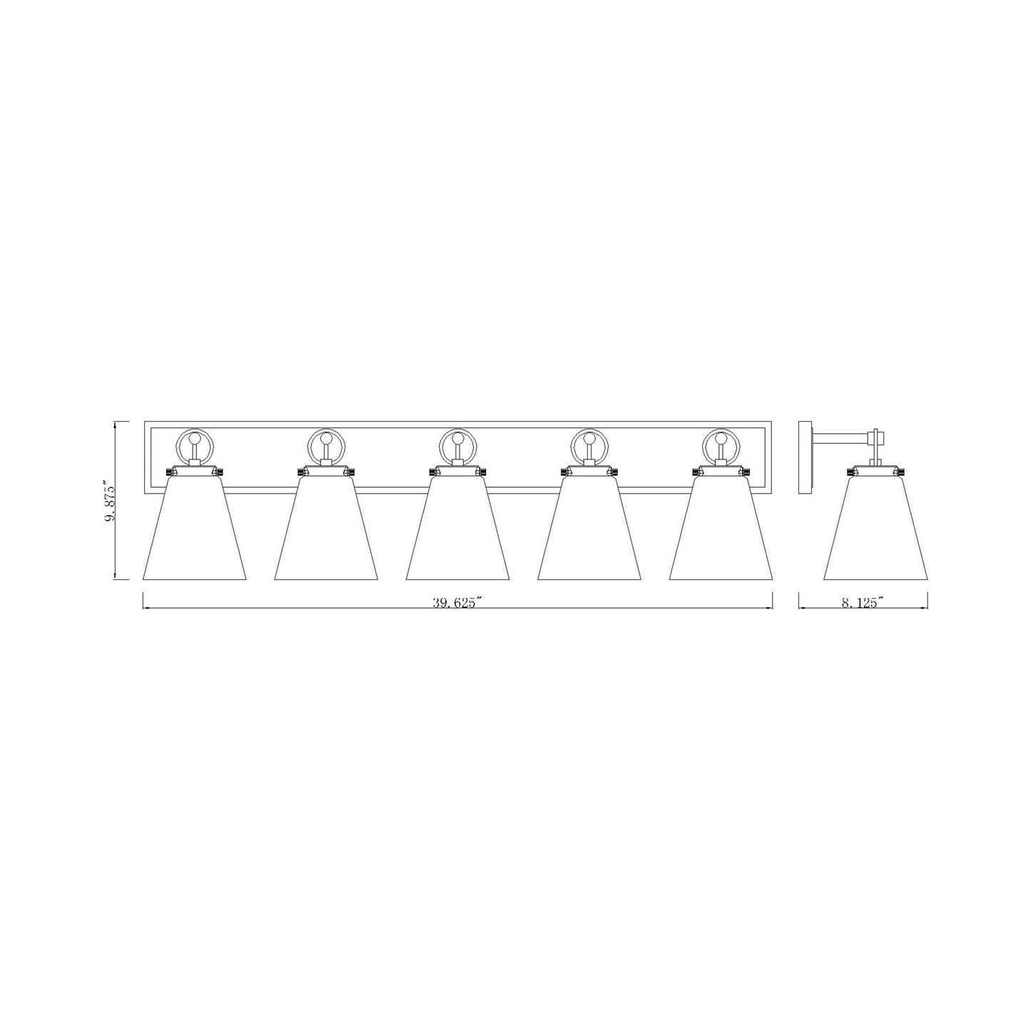 Harper Bath Vanity Light - line drawing.