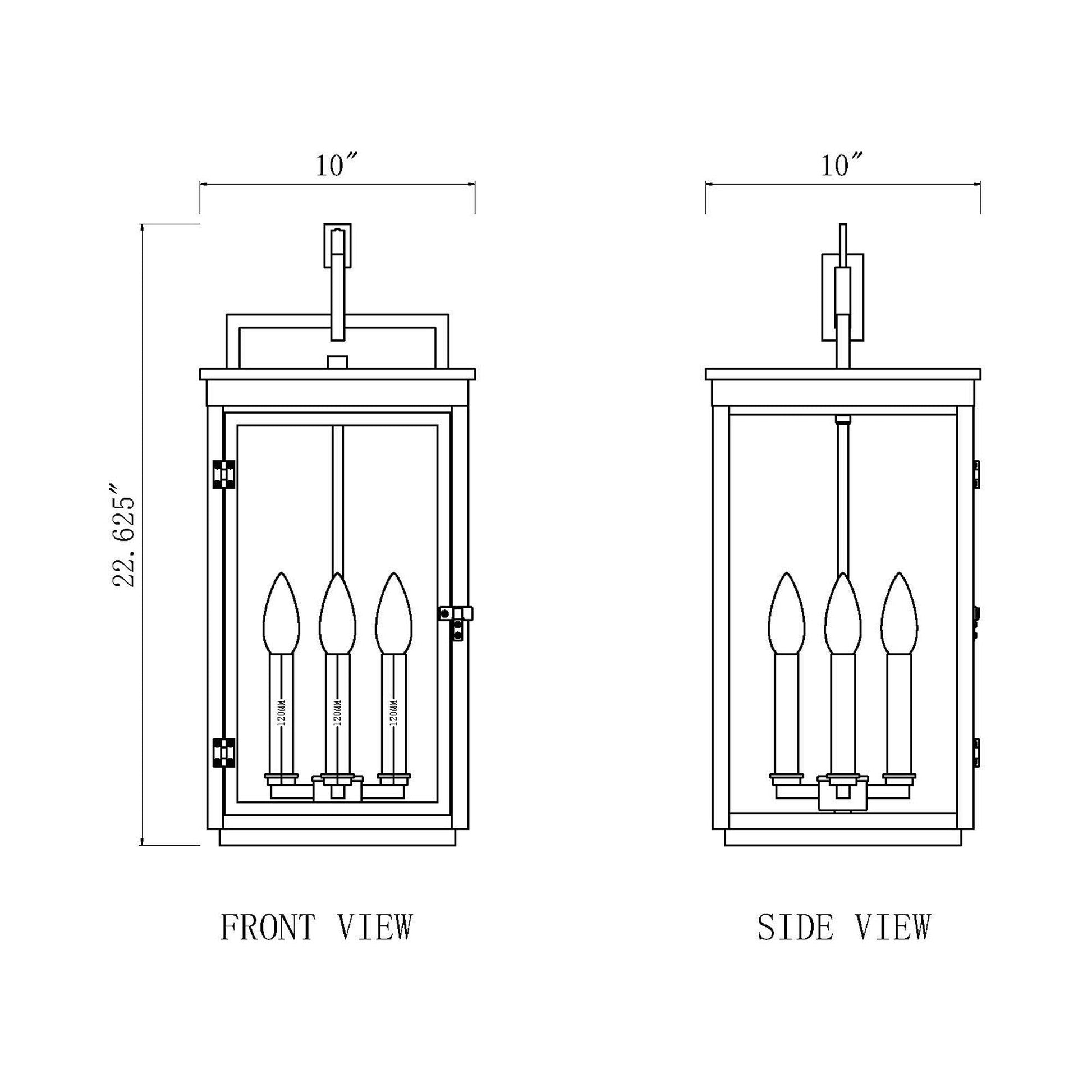 Hartwell Outdoor Pendant Light - line drawing.