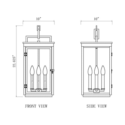 Hartwell Outdoor Pendant Light - line drawing.