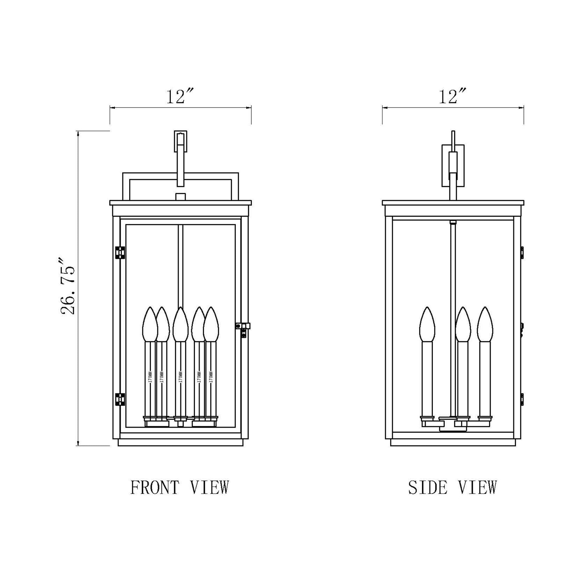 Hartwell Outdoor Pendant Light - line drawing.