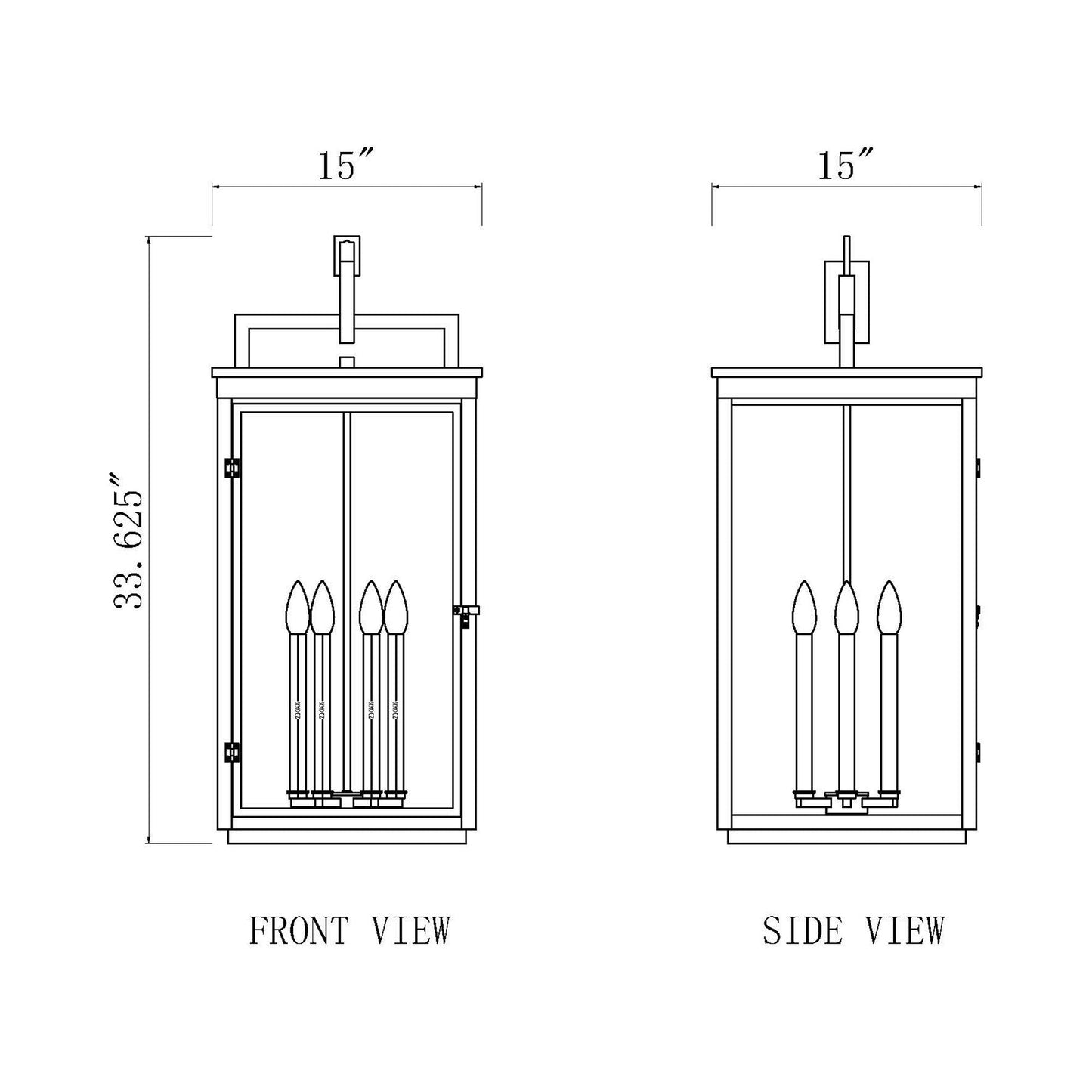 Hartwell Outdoor Pendant Light - line drawing.