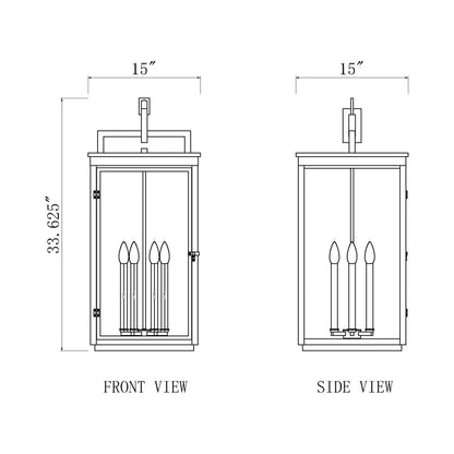 Hartwell Outdoor Pendant Light - line drawing.