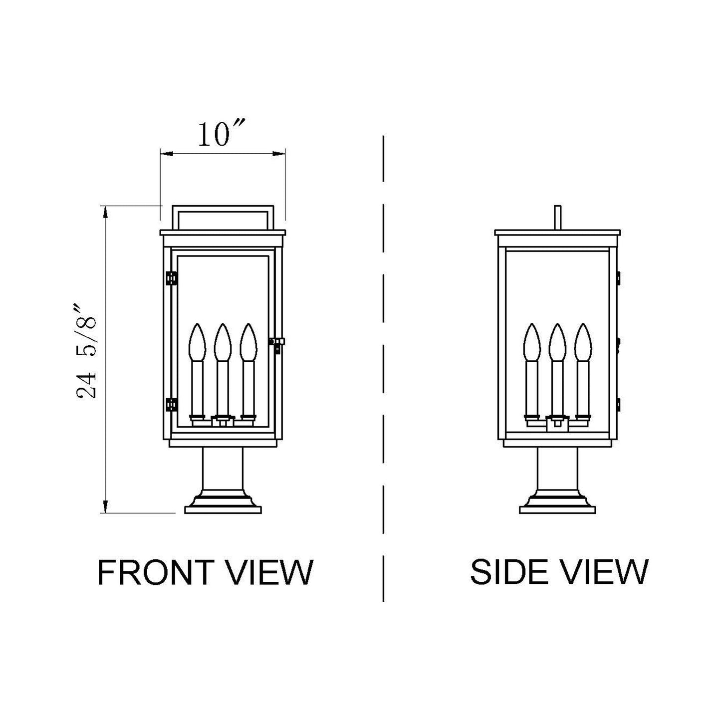 Hartwell Outdoor Pier Mount Light - line drawing.