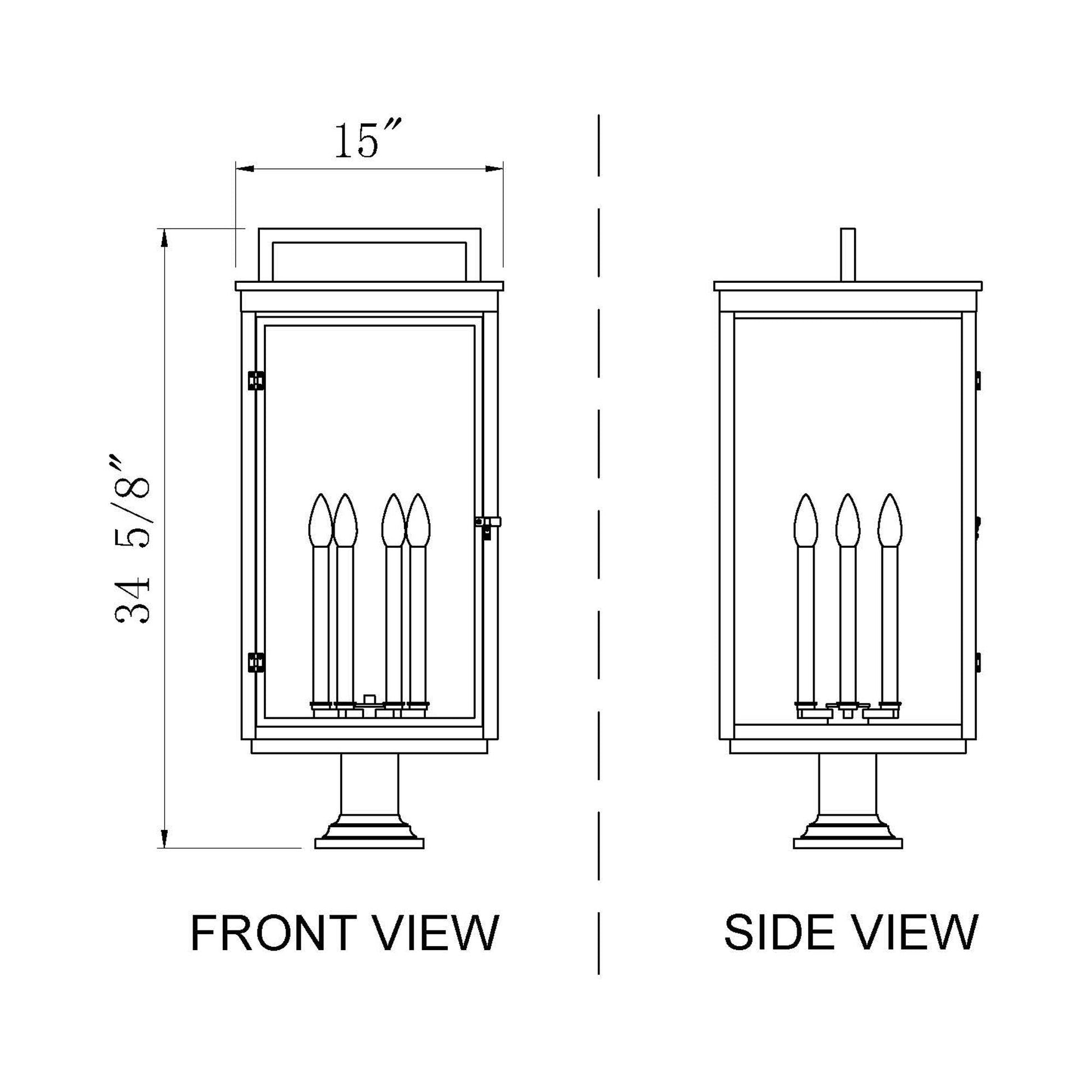 Hartwell Outdoor Pier Mount Light - line drawing.