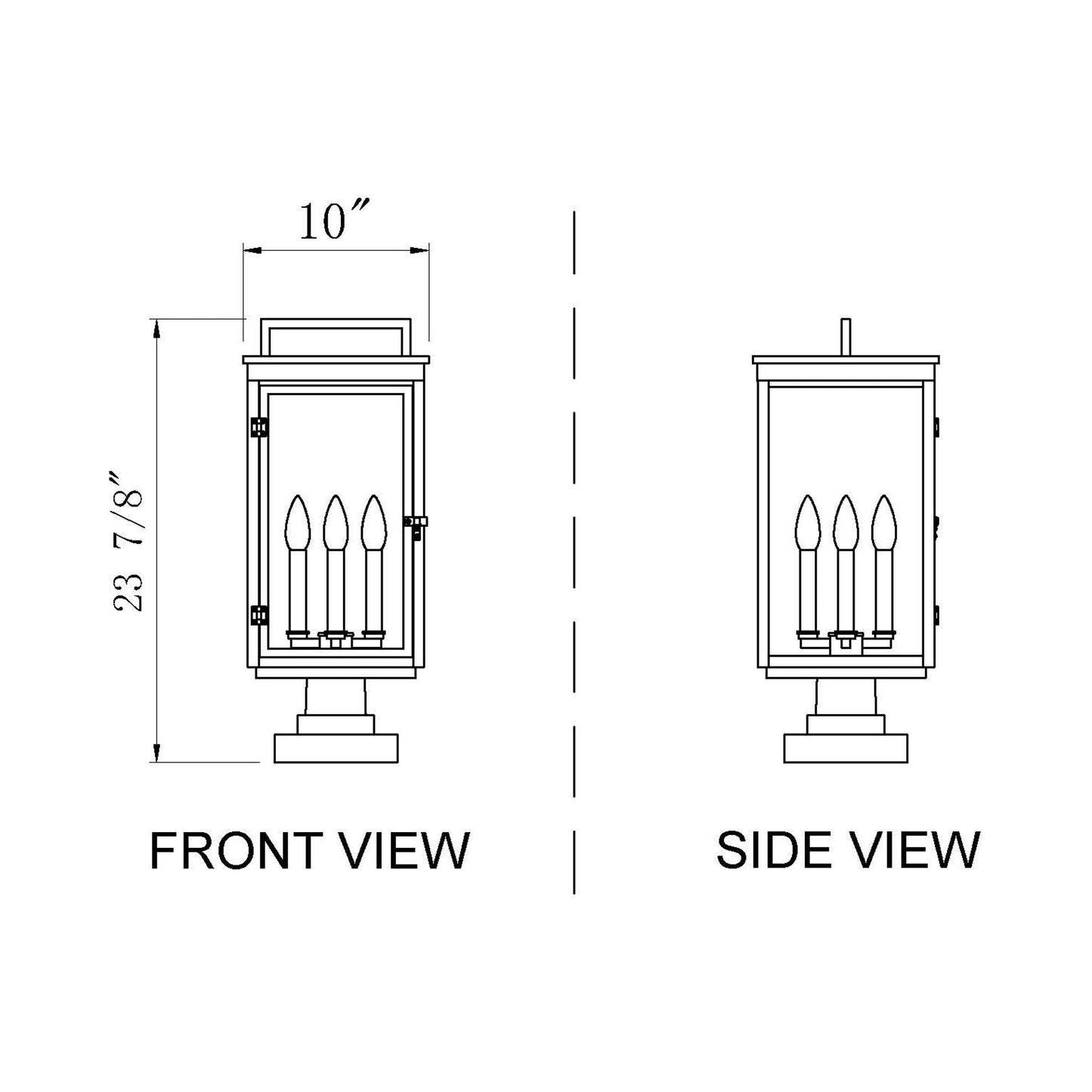 Hartwell Outdoor Pier Mount Light - line drawing.