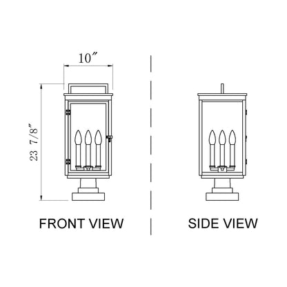 Hartwell Outdoor Pier Mount Light - line drawing.