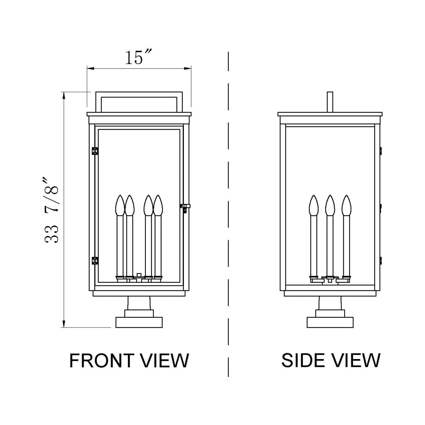 Hartwell Outdoor Pier Mount Light - line drawing.