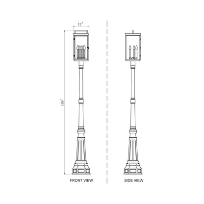 Hartwell Outdoor Post Light - line drawing.