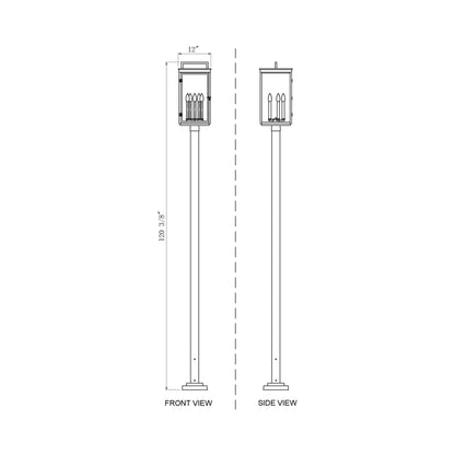 Hartwell Outdoor Post Light - line drawing.