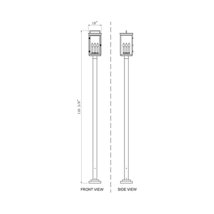 Hartwell Outdoor Post Light - line drawing.