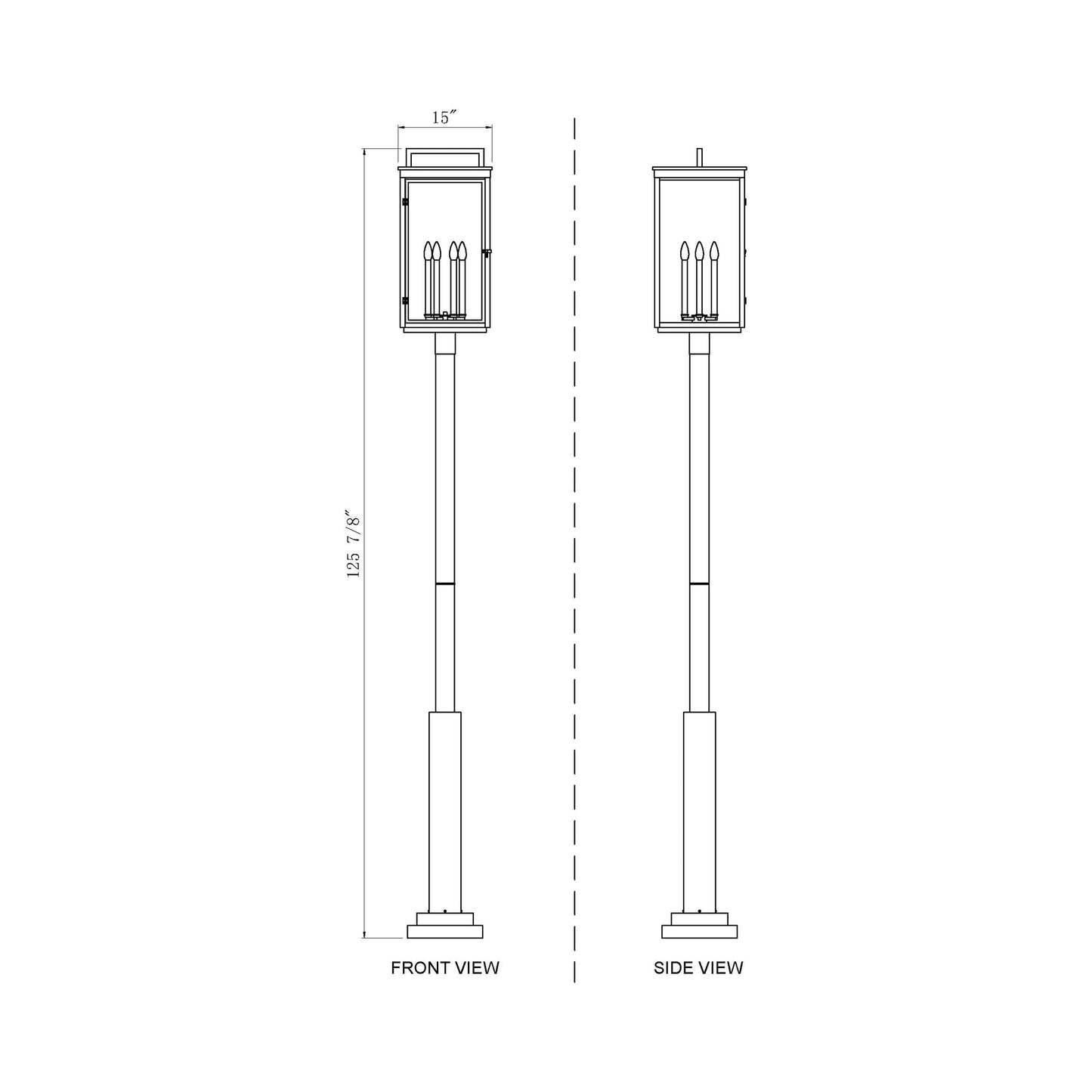 Hartwell Outdoor Post Light - line drawing.