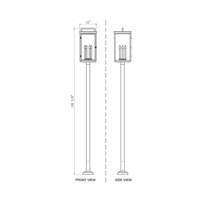 Hartwell Outdoor Post Light - line drawing.