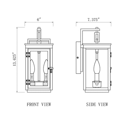 Hartwell Outdoor Wall Light - line drawing.