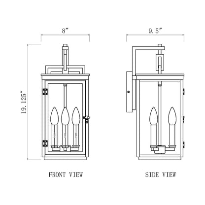Hartwell Outdoor Wall Light - line drawing.