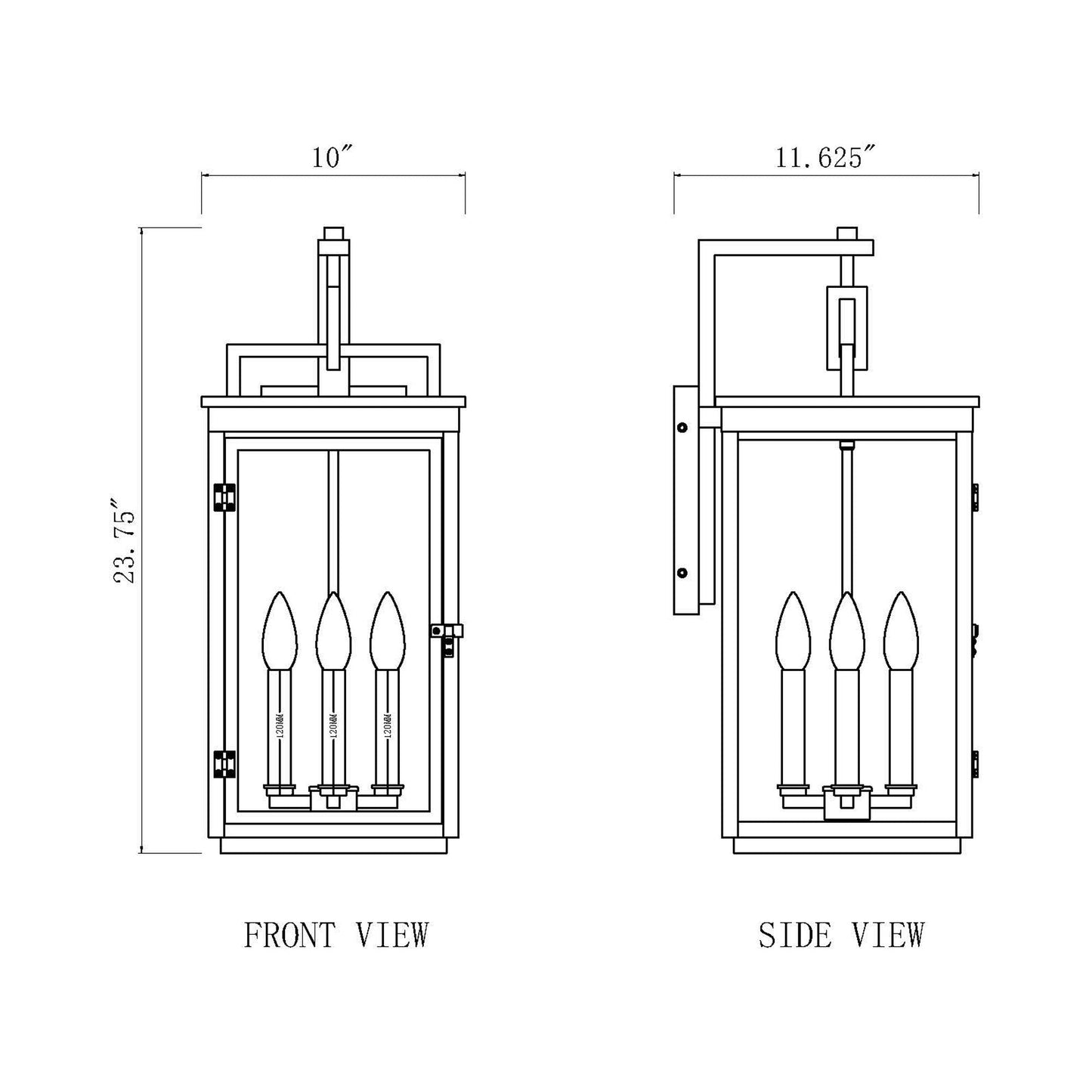 Hartwell Outdoor Wall Light - line drawing.