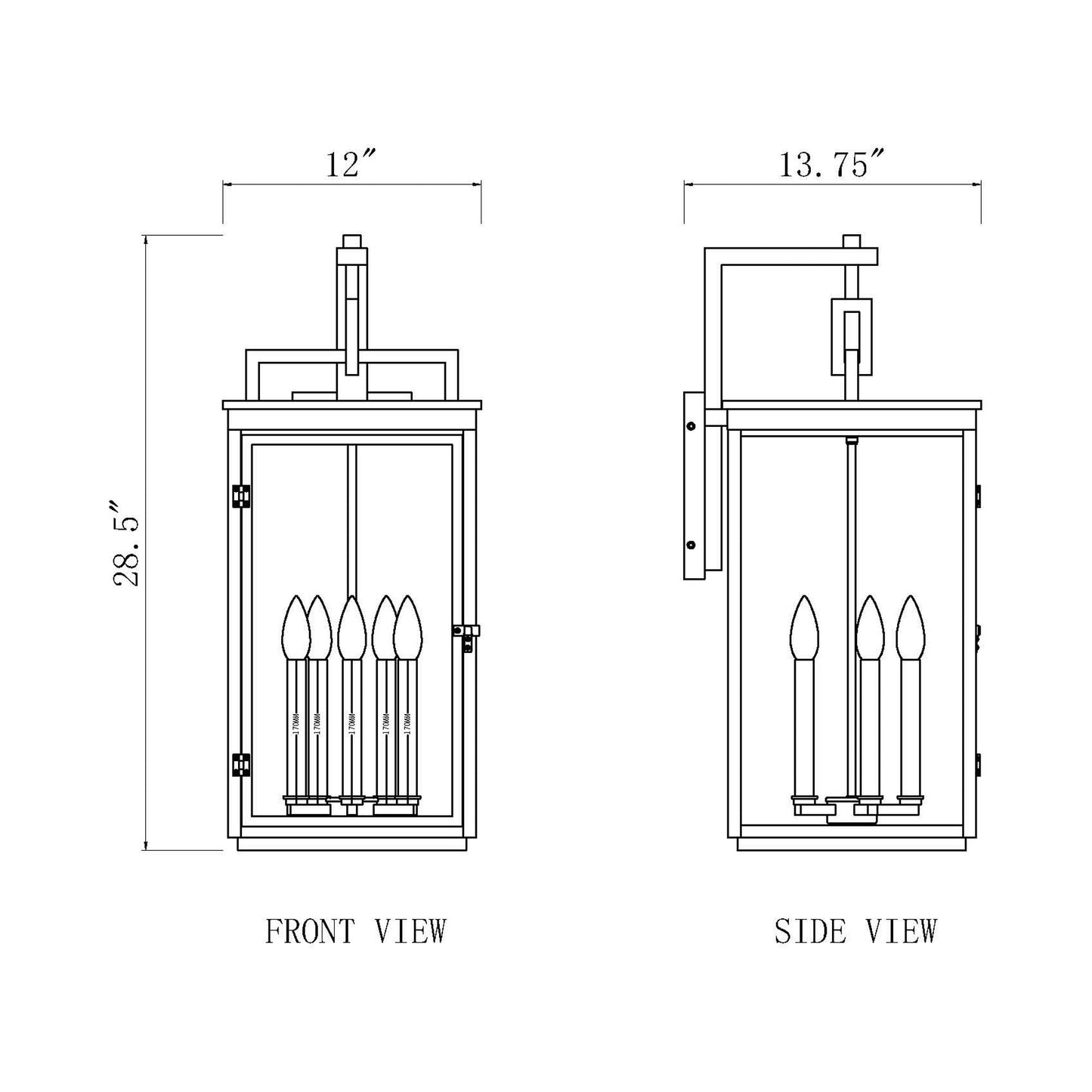 Hartwell Outdoor Wall Light - line drawing.