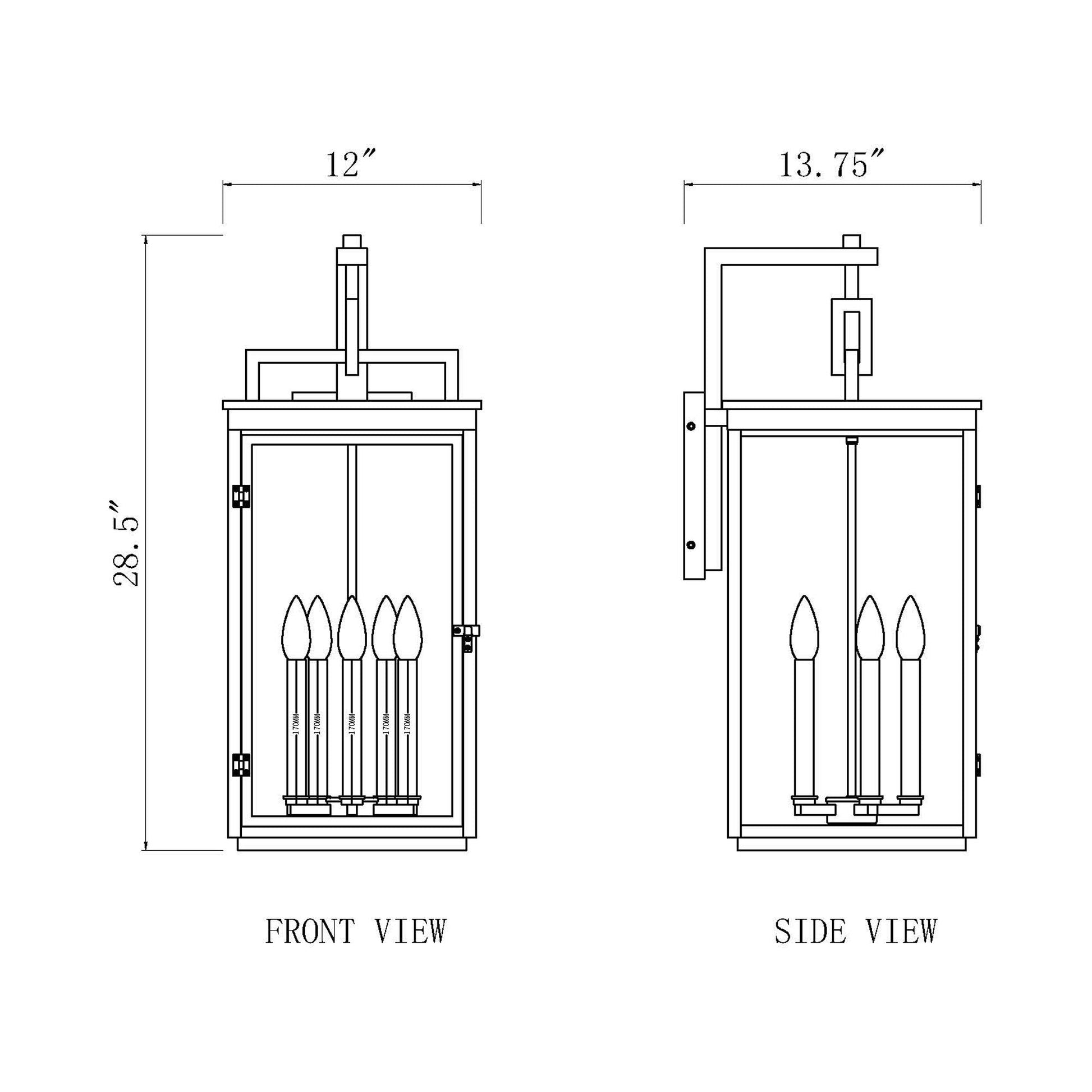 Hartwell Outdoor Wall Light - line drawing.