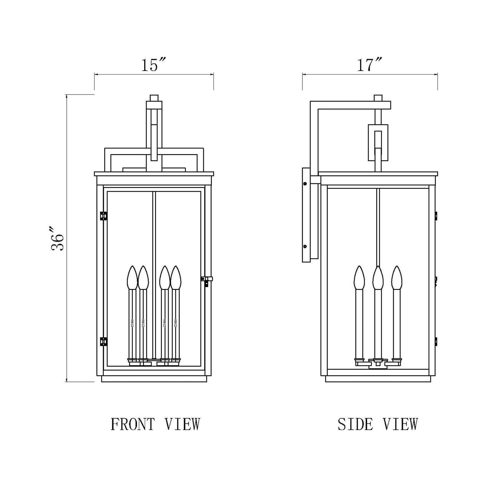 Hartwell Outdoor Wall Light - line drawing.